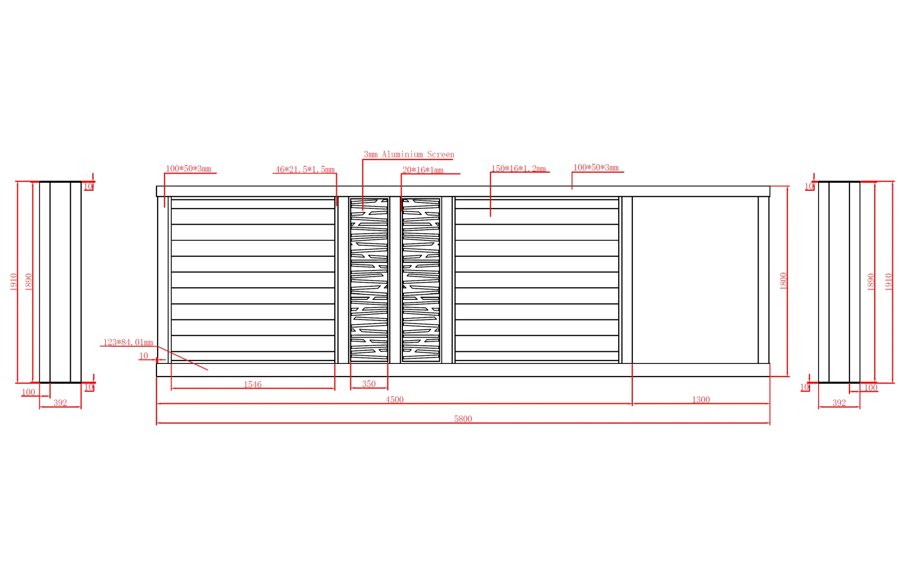 Poarta autoportanta aluminiu Poseidon 5800mm lungime x 1800mm inaltime, prefabricata, gri antracit
