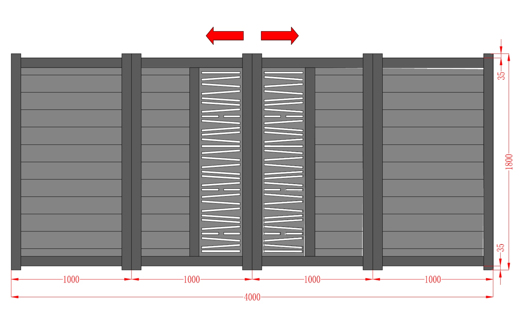 Poarta bi-fold aluminiu Poseidon 4000mm lungime x 1800mm inaltime, gri antracit