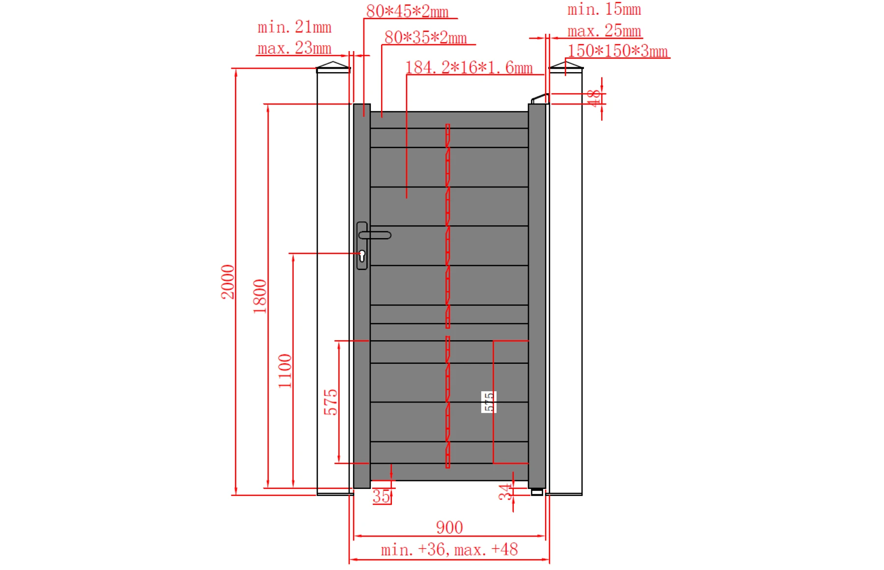 Set porti metalice din aluminiu 900x1800m, 3500x1800mm, prefabricate, maro, model Baldur