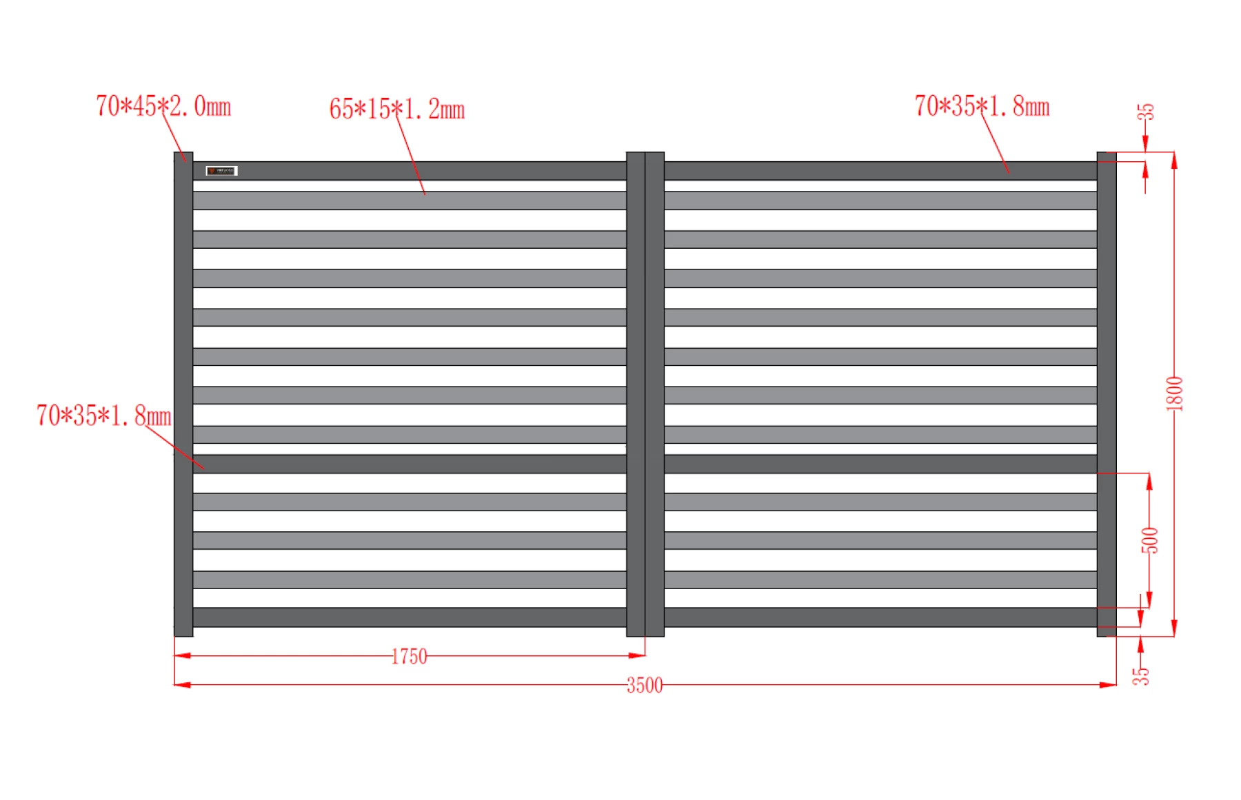 Poarta auto metalica din aluminiu 3500x1800mm, prefabricat, maro, model Star