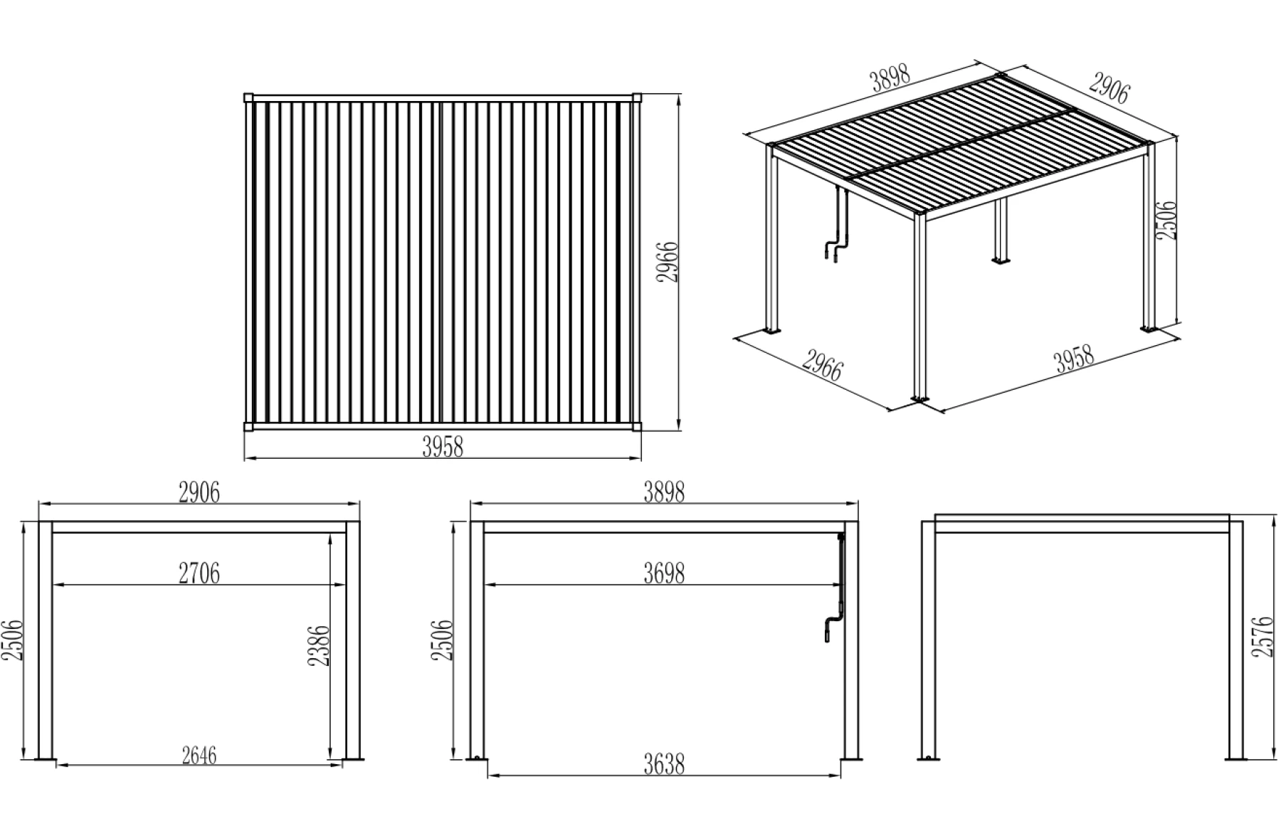 Pergola X Bioclimatica, Pavilion 3x4x2.5metri cu LED , Premium, Aluminiu, Ofertă limitata