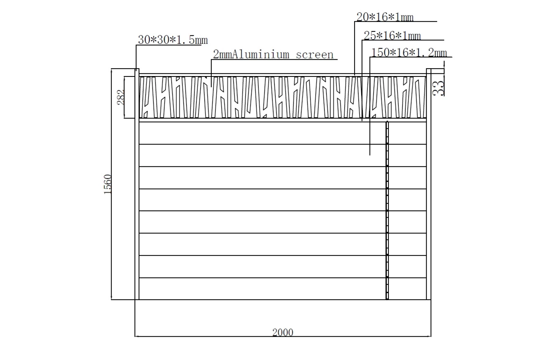 Gard metalic din aluminiu, model Poseidon, 1500x2000mm