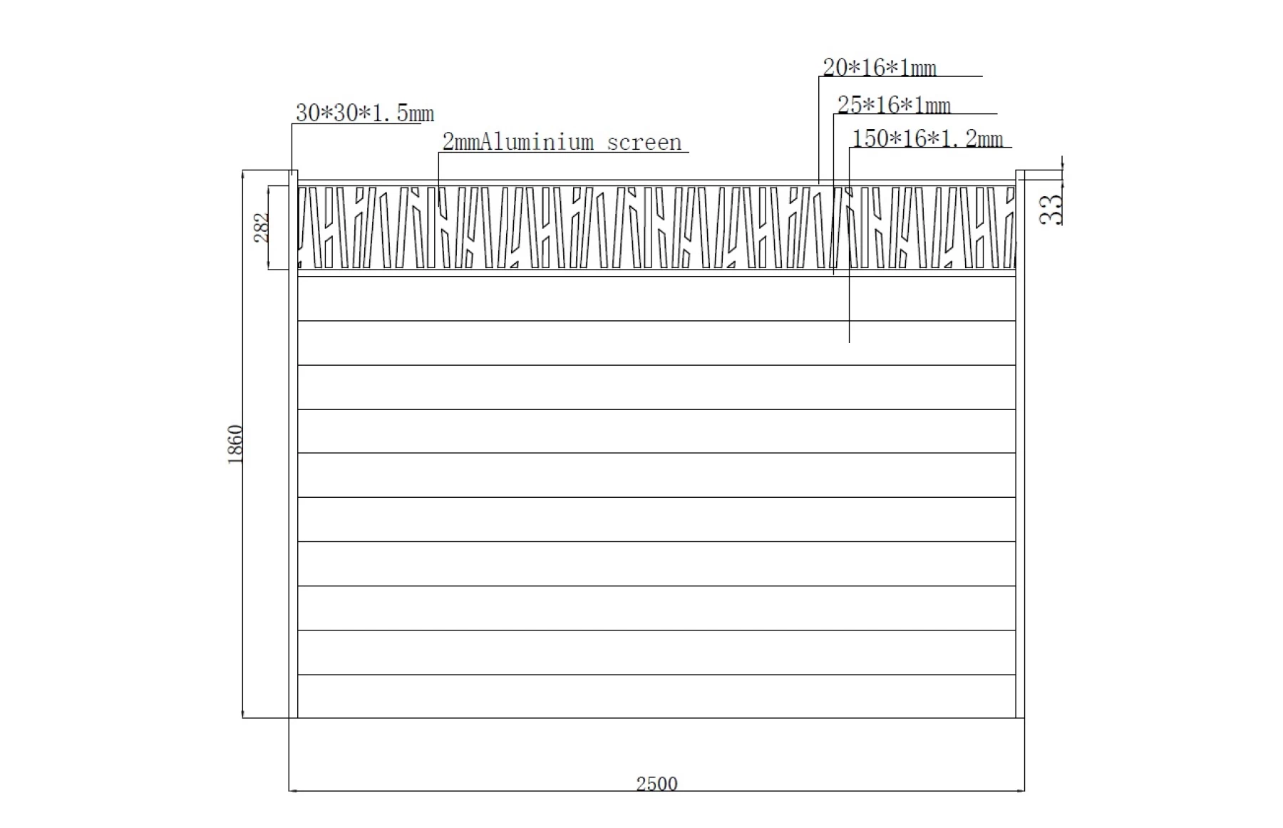 Gard metalic din aluminiu, model Poseidon, 2500x1800mm
