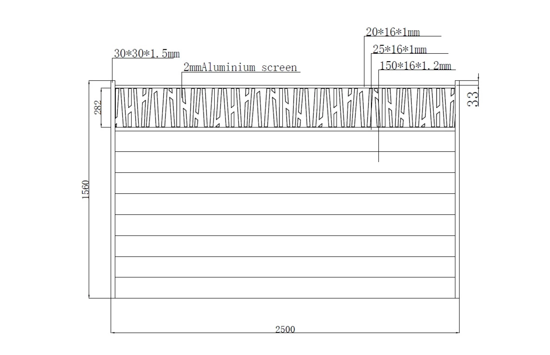 Gard metalic din aluminiu, model Poseidon, 1500x2500mm