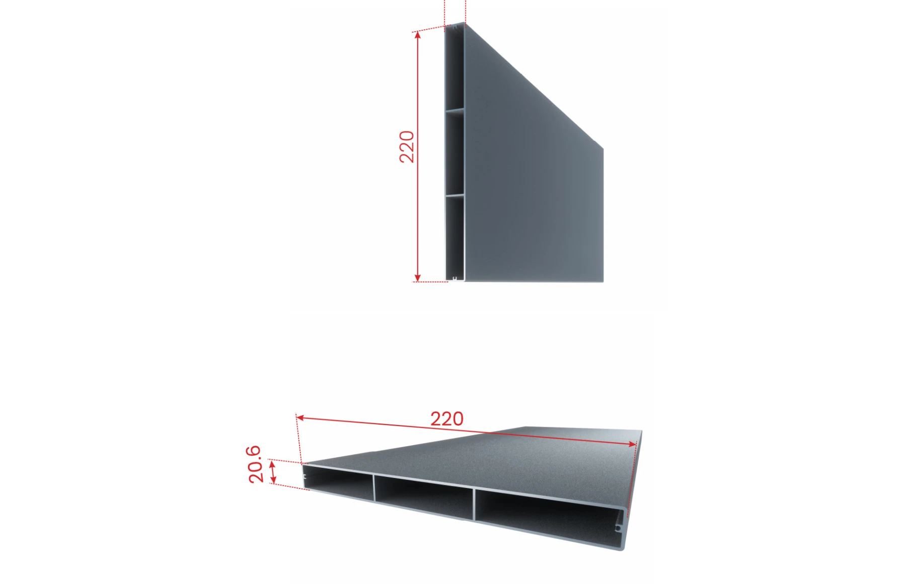 Poarta autoportanta aluminiu 5800 x 1800mm, prefabricata, model Neptun, gri antracit