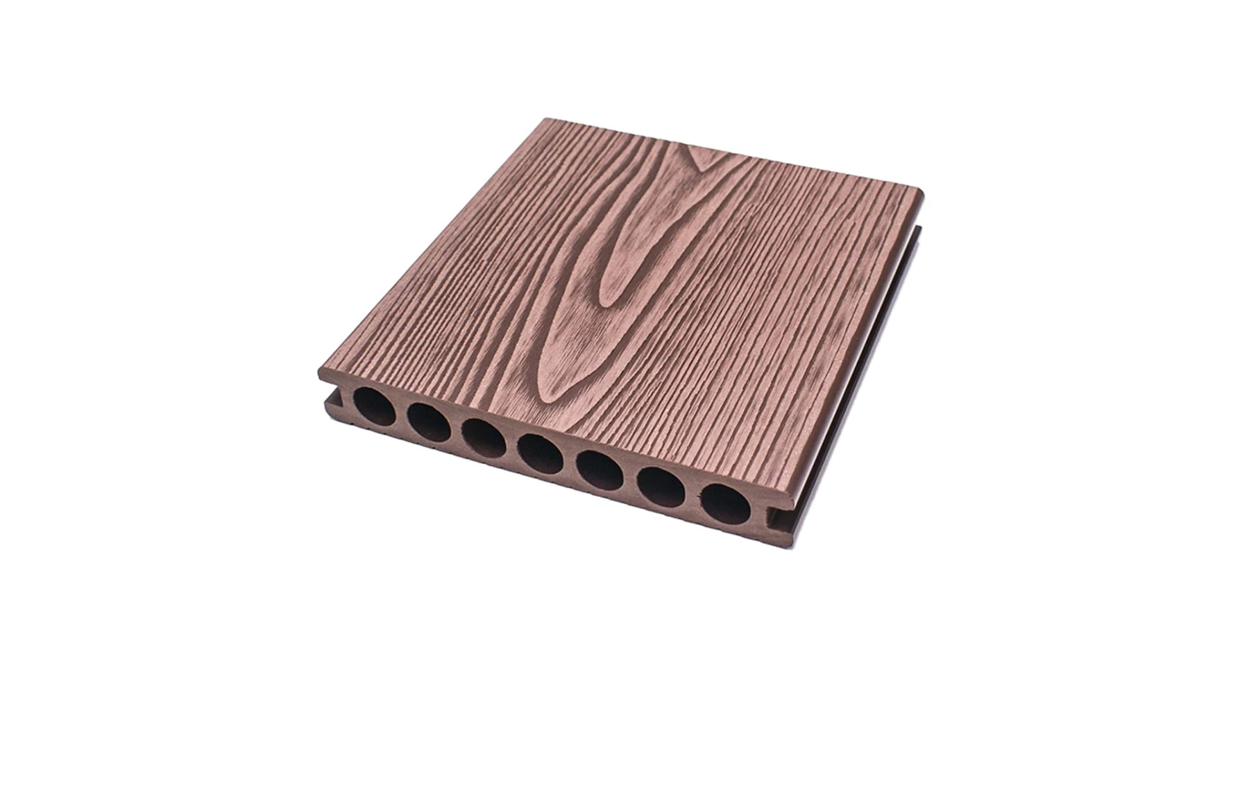 Placă Deck 3D Maro din WPC 148x23mm, L 3800mm, Structura cu Gol Rotund pentru Rezistenta Sporita.