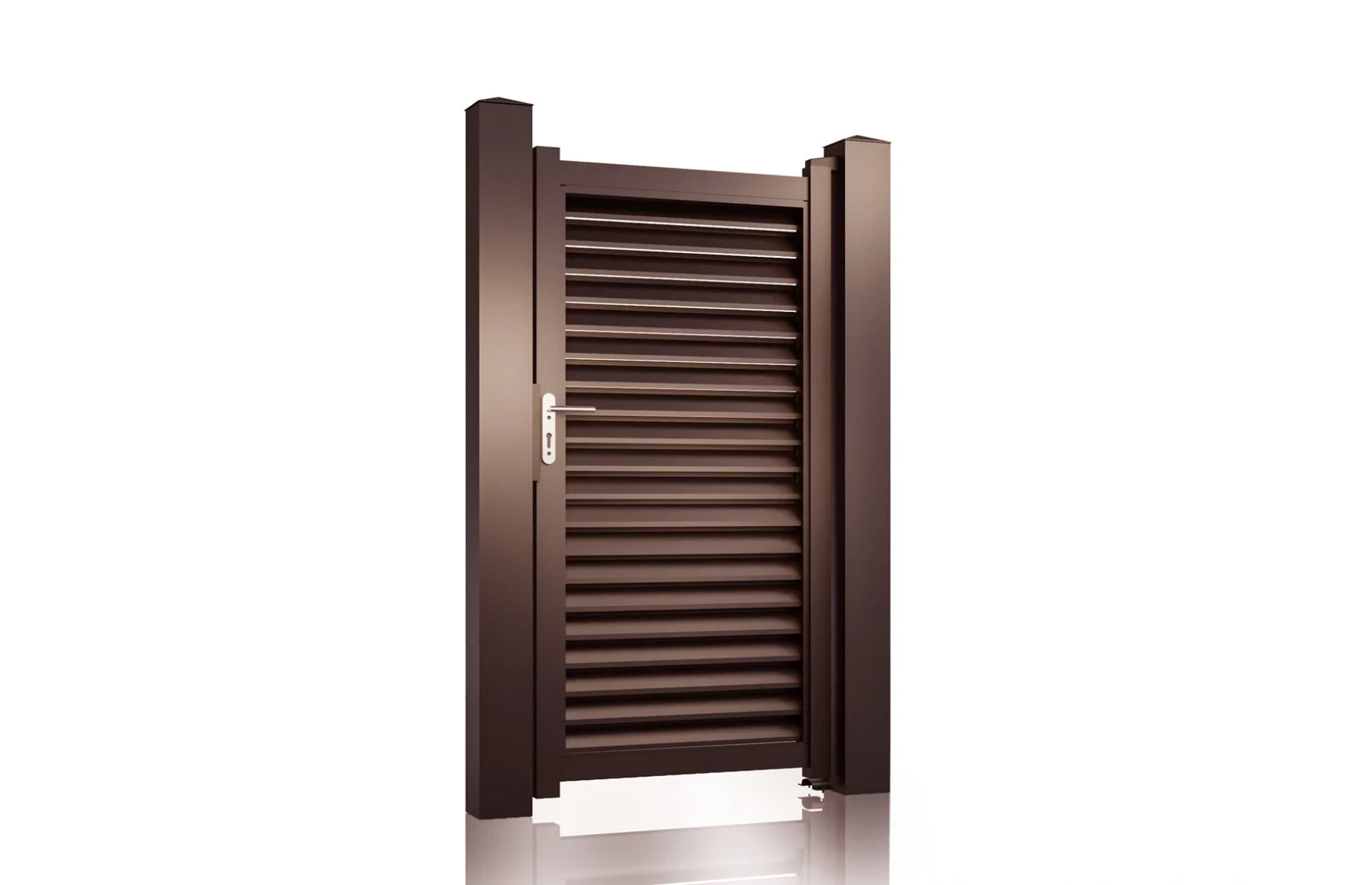 Poarta pietonala metalica din aluminiu 900x2000mm, prefabricata, maro, model Jaluzea Suprem