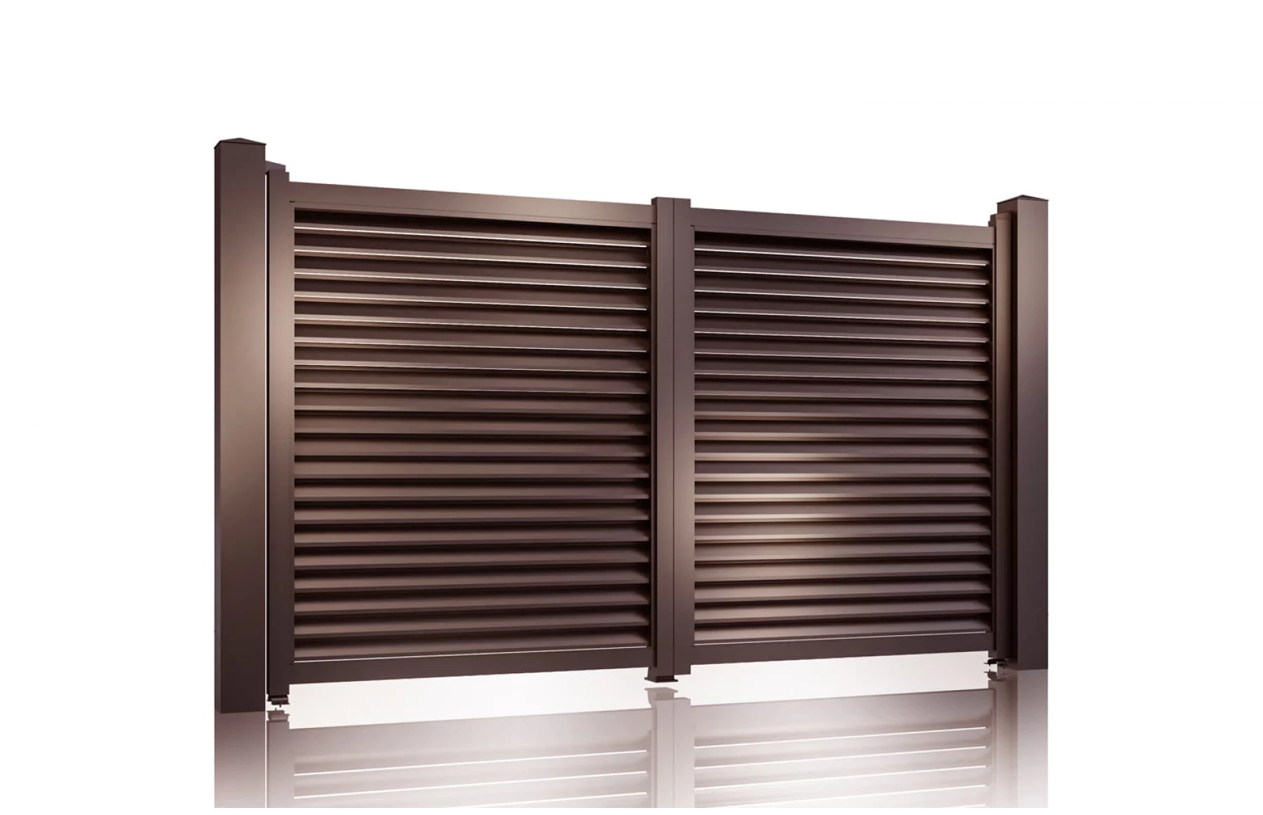 Poarta auto metalica din aluminiu 3000x2000mm, prefabricat, maro, model Jaluzea Suprem