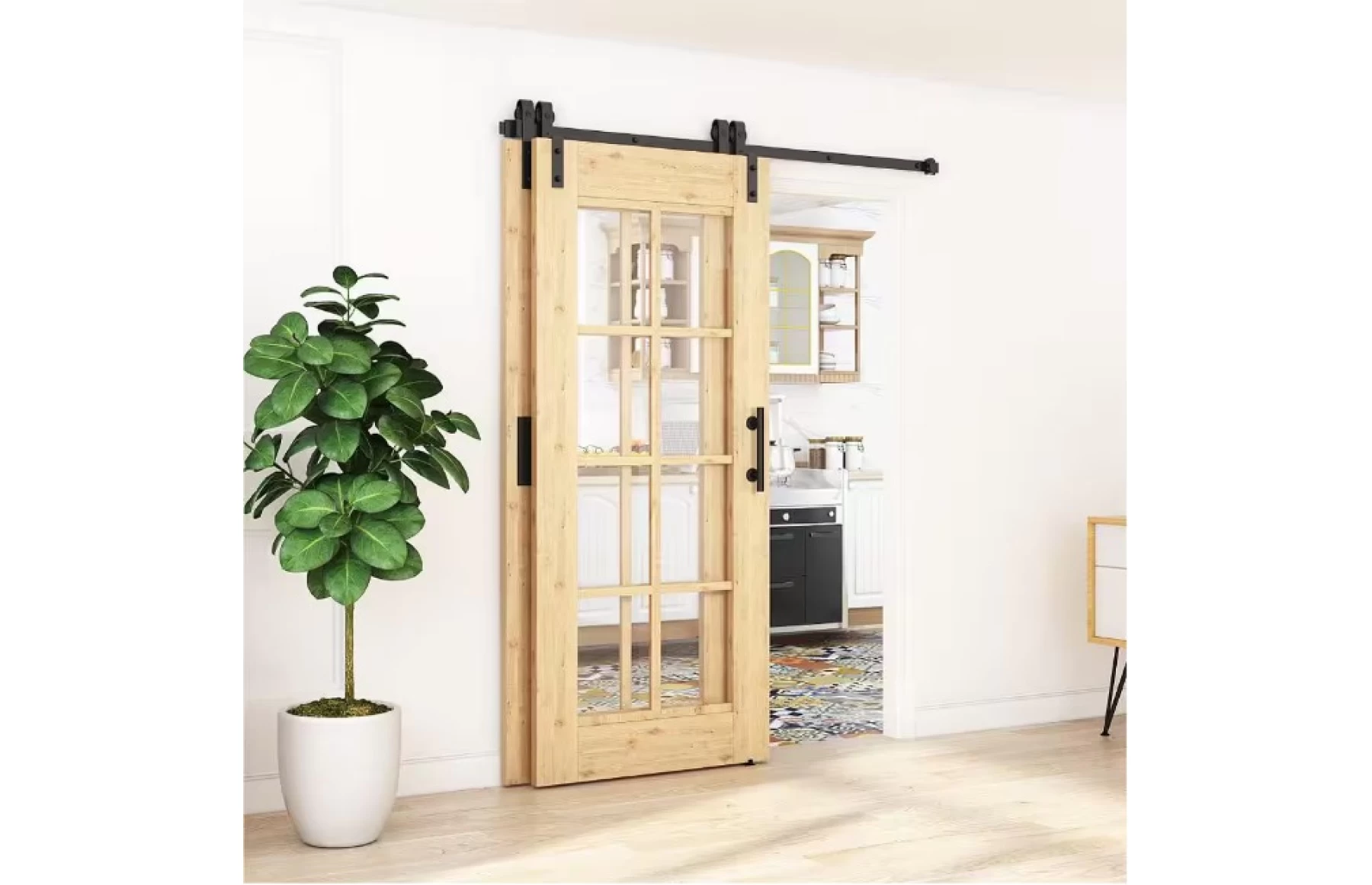 Set de feronerie pentru doua usi tip hambar, lungime usa 2 metri