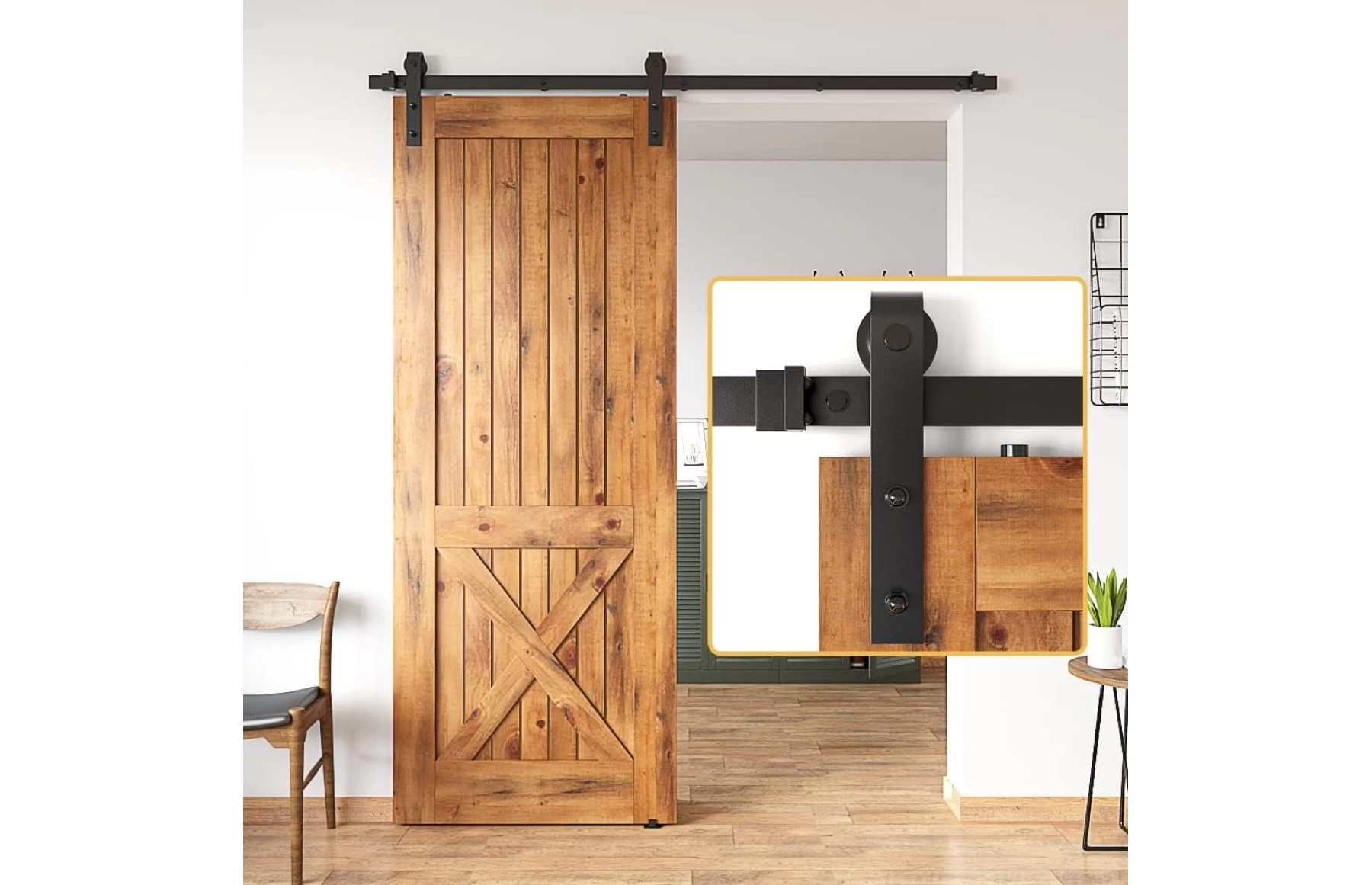 Set de feronerie pentru o usa tip hambar, lungime usa 2 metri